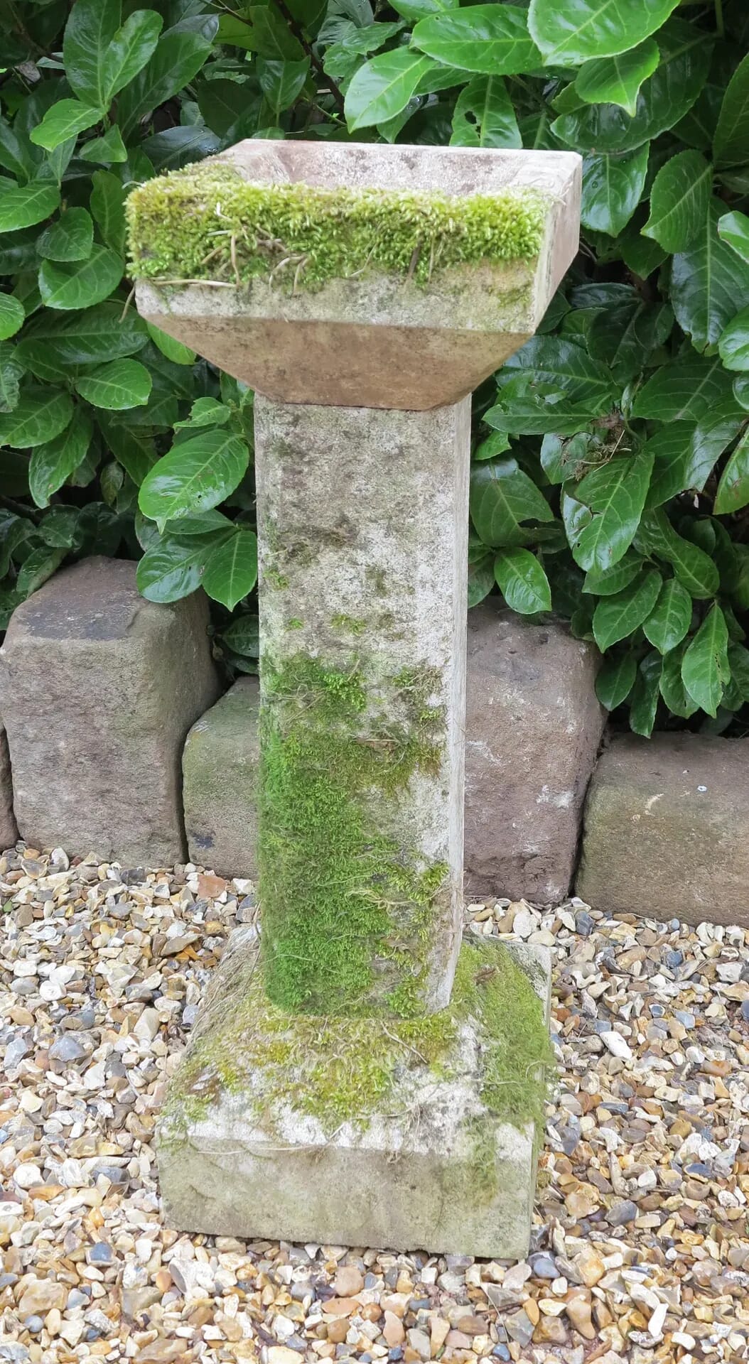 Solid Hand Carved Limestone Garden Bird Bath - 5216