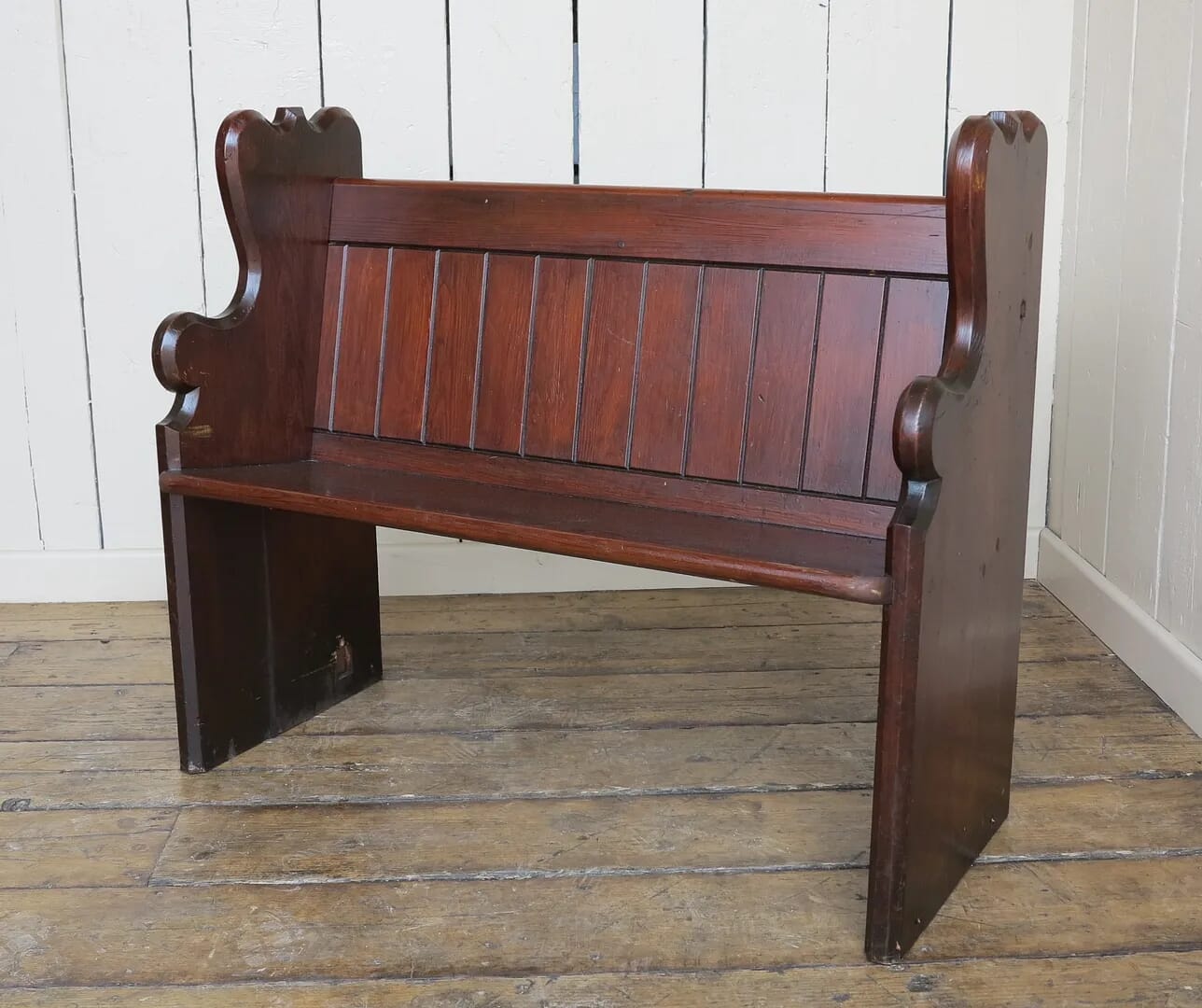 Old Antique Pitch Pine Church Pew - 8229A