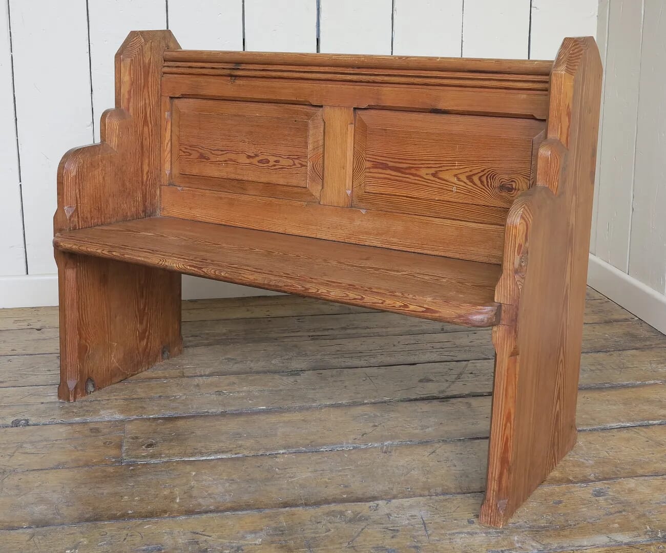 Antique Pitch Pine Church Chapel Pew - 8229B