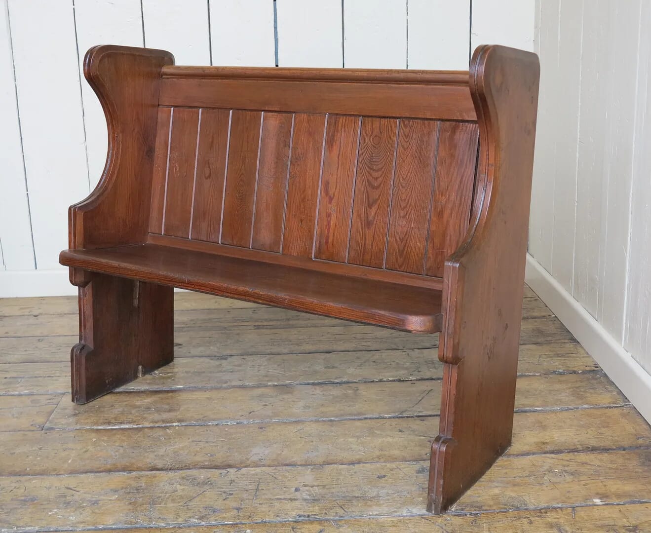 Solid Pitch Pine Antique Reclaimed Church Pew - 8229I