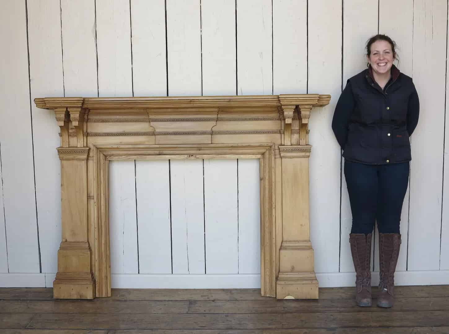 Large Vintage Living Room Pine Fire Surround