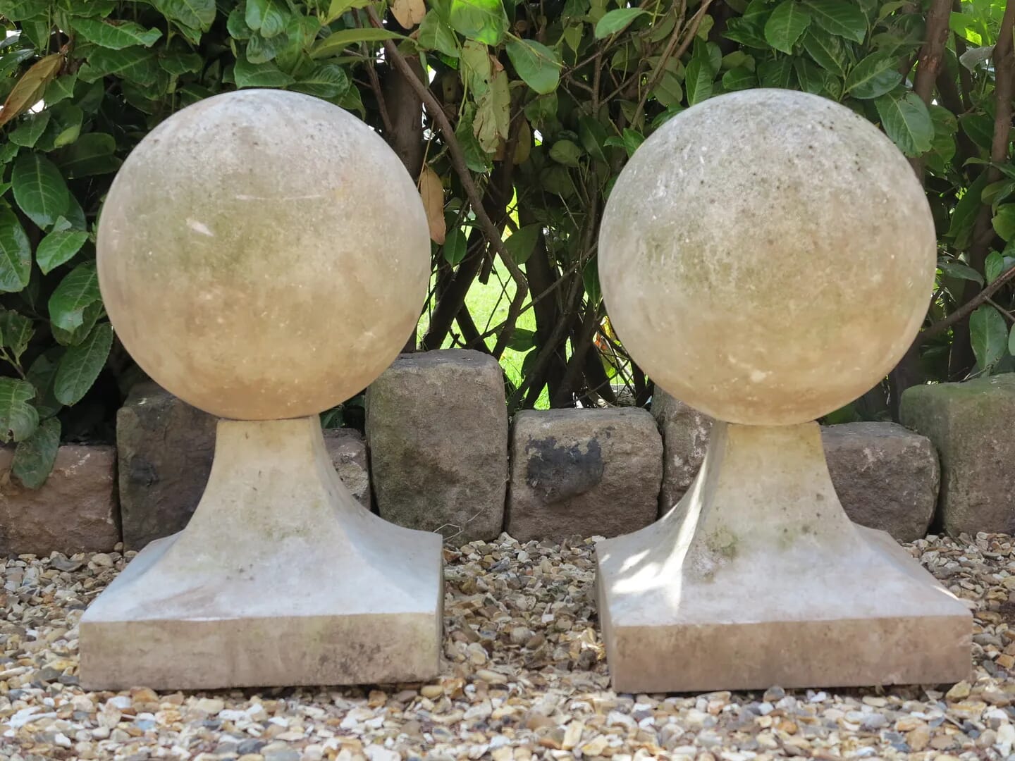 Pair of Gate Entrance Reconstituted Stone Ball Finials - 8691