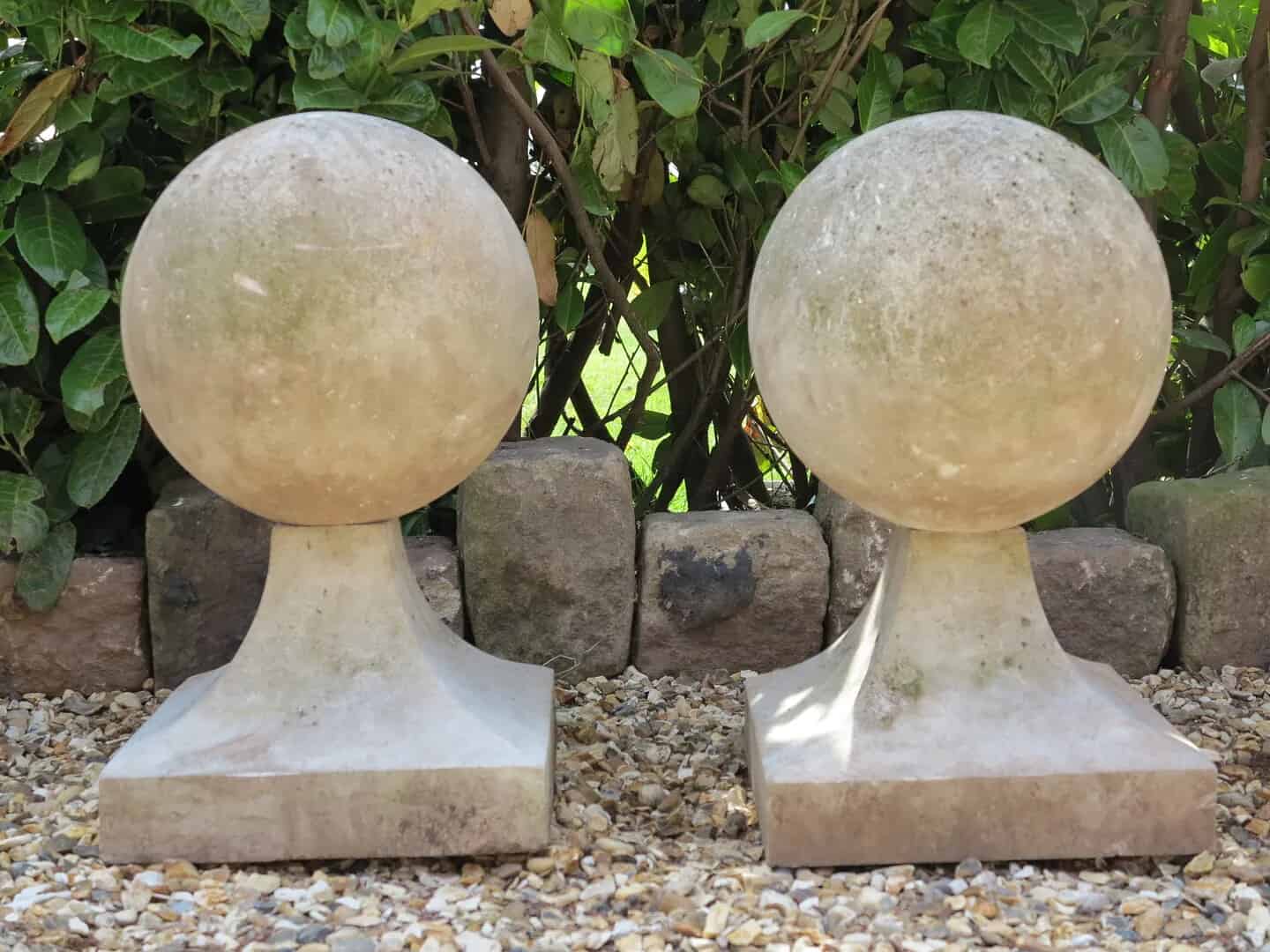 Pair of Gate Entrance Reconstituted Stone Ball Finials