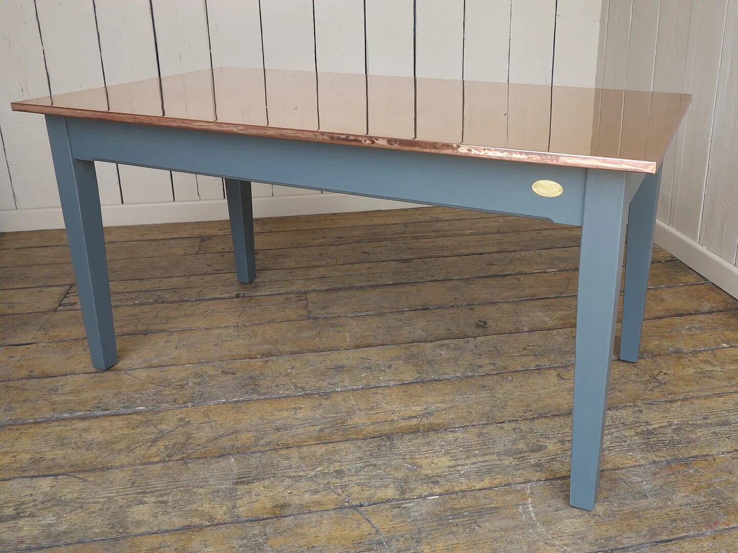 Natural Copper Kitchen Table With Painted Base - 8235