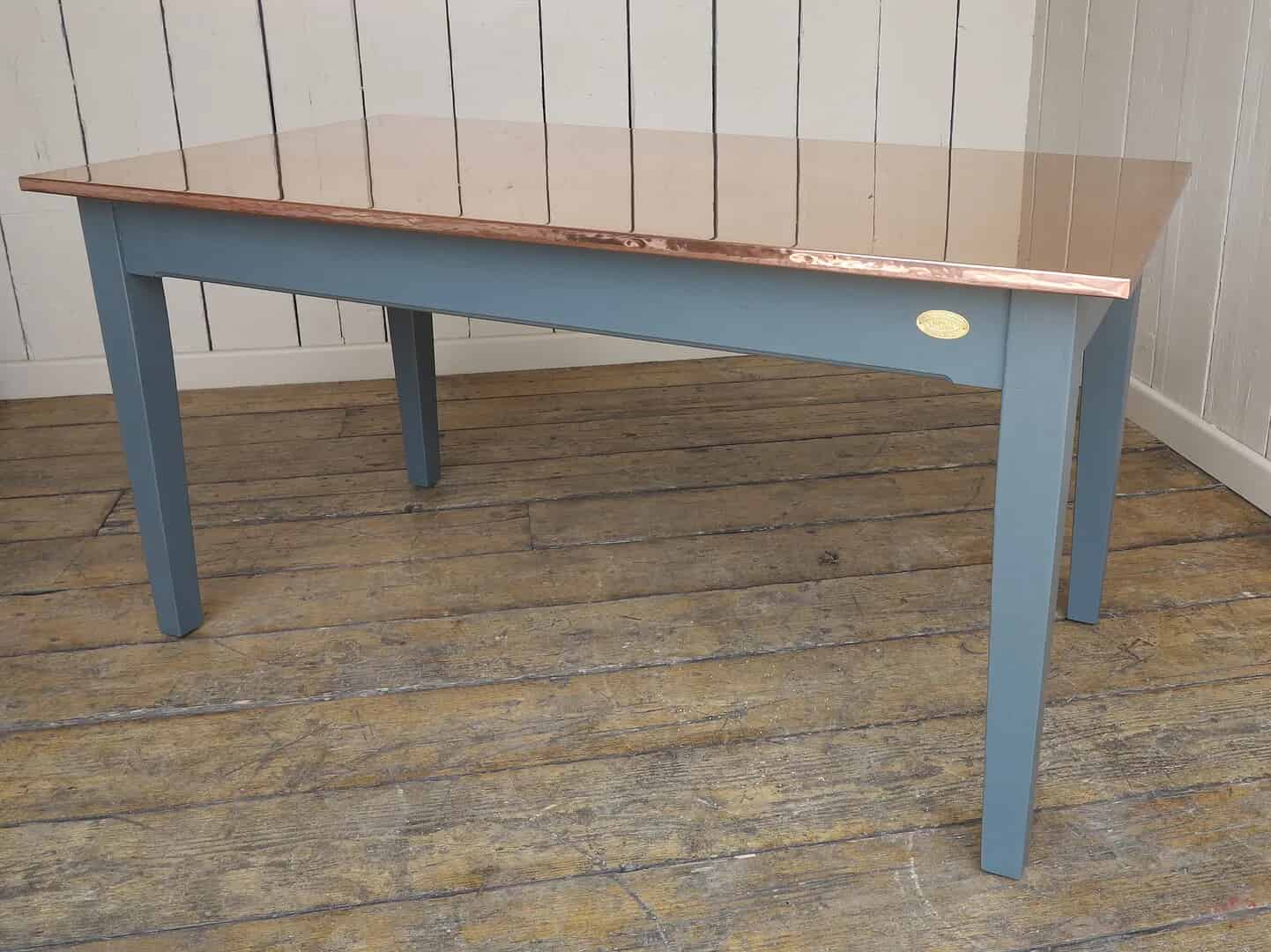 Natural Copper Kitchen Table With Painted Base