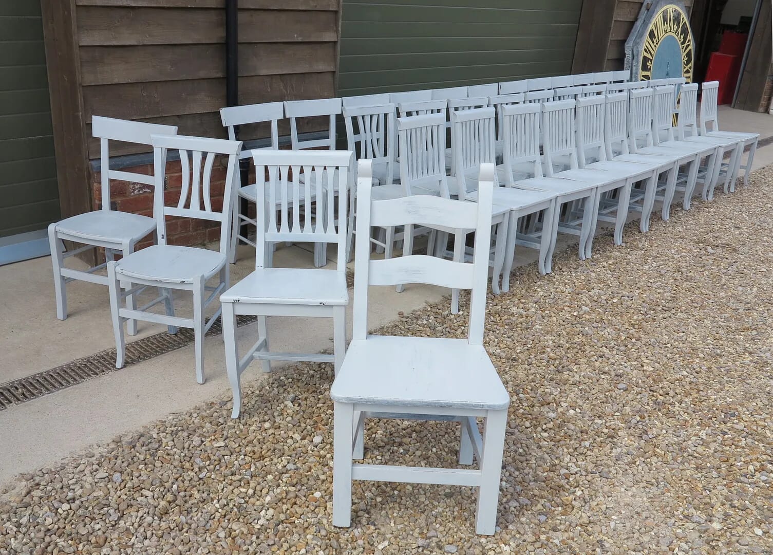 Vintage Pub and Restaurant Painted Distressed Chairs - 8217