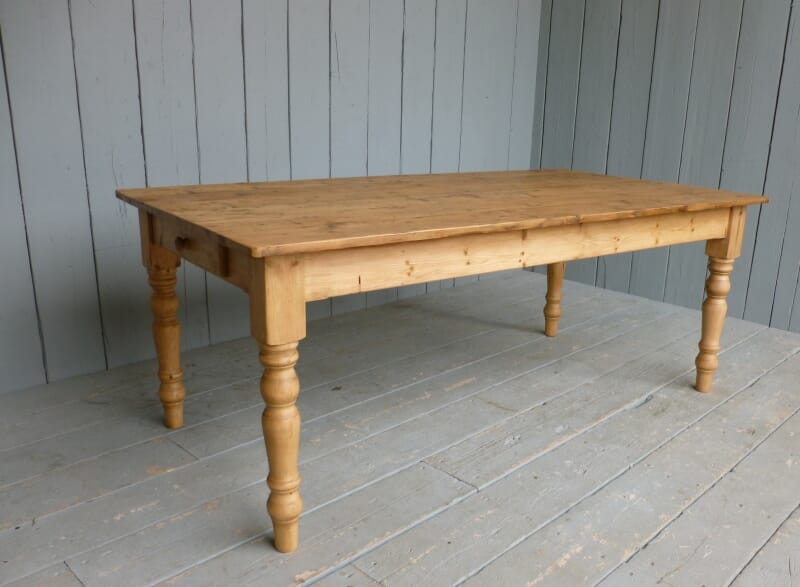 Reclaimed Pine Farmhouse Table with a Drawer - 6109