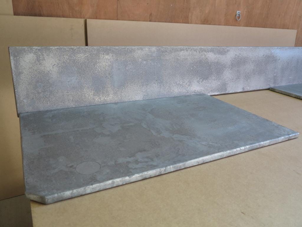 Distressed Antiqued Zinc Kitchen Worktops and Splashback - D1176