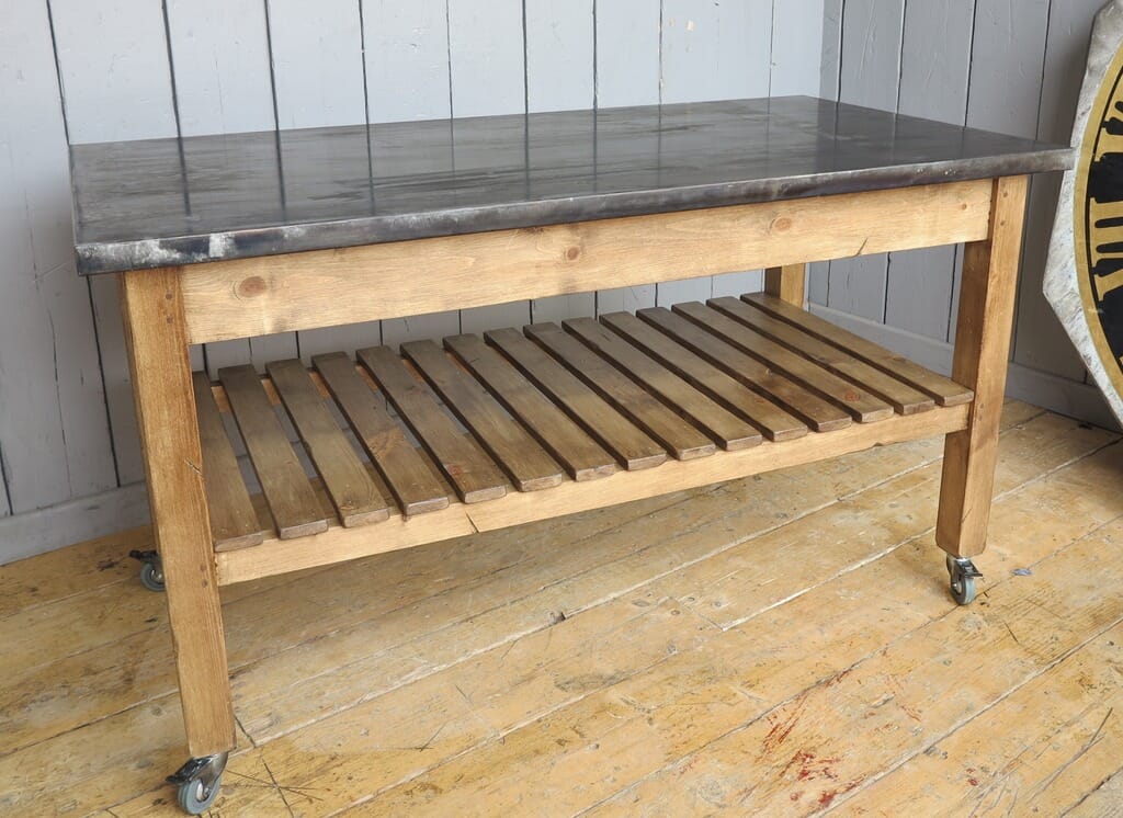 Bespoke Antiqued Zinc Table With Slatted Base - D1159
