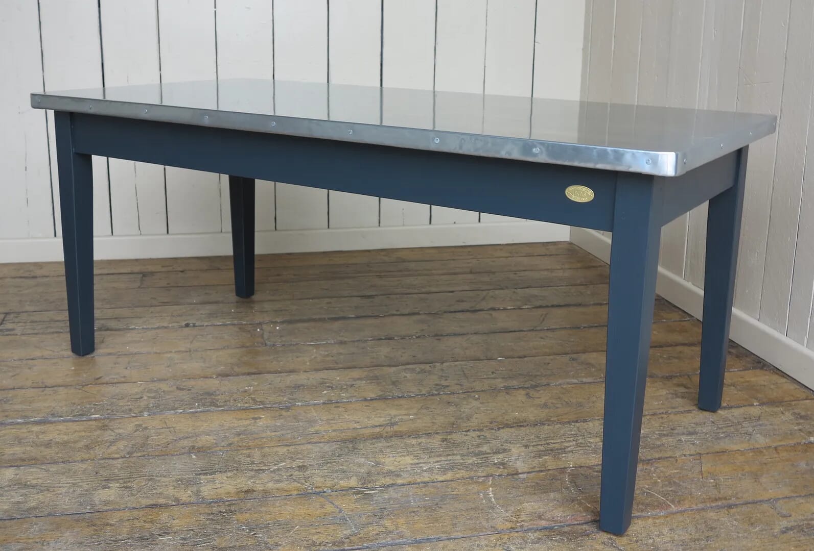 Bespoke Natural Zinc Kitchen Table With Rounded Corners - 8232