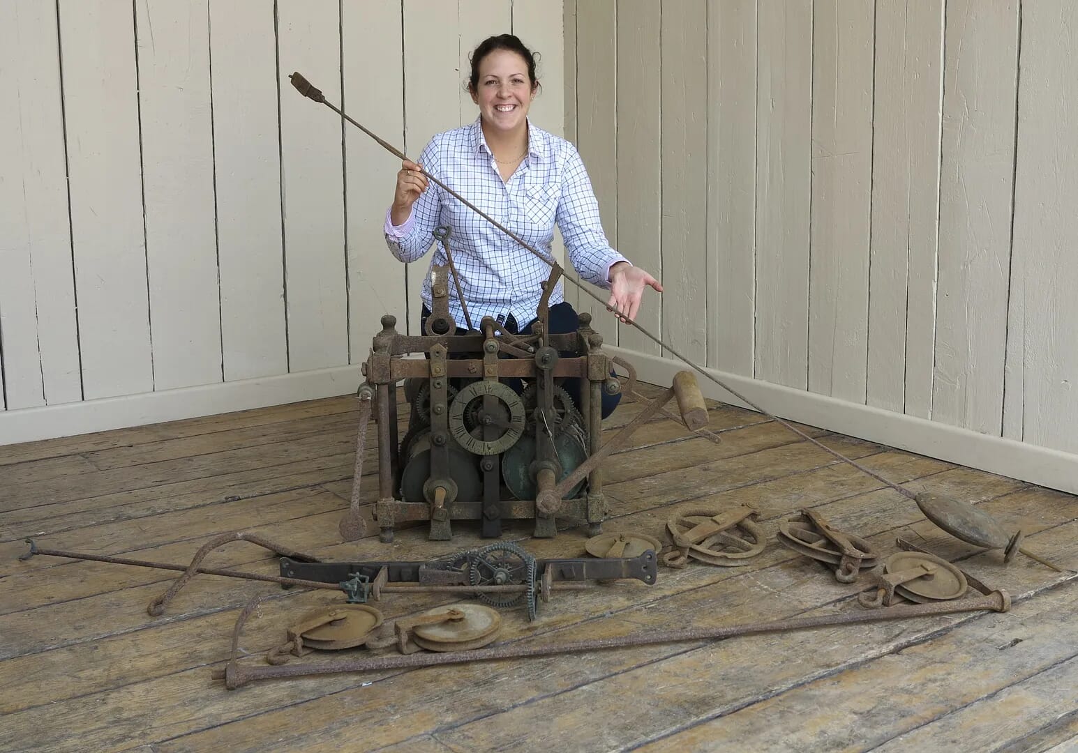 Antique Turret Clock Mechanism & Pendulum - 8223