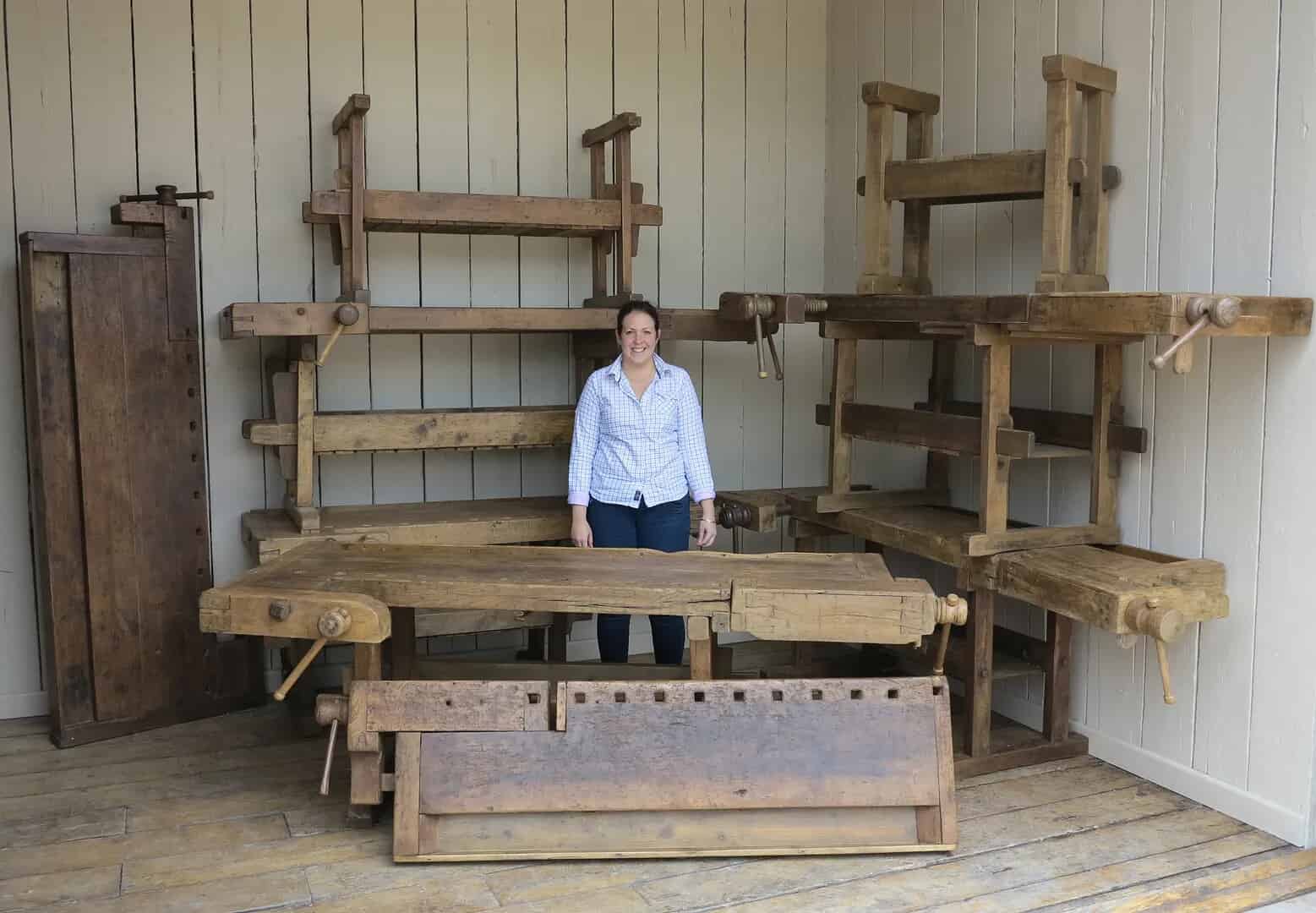 Large Batch of Woodworking Solid Wooden Vintage Benches