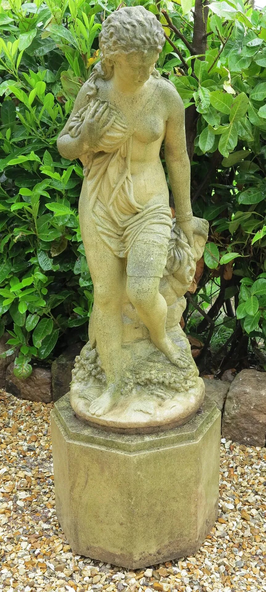 Statue of Andromeda & Plinth Made From Cast Bath Stone - 8685