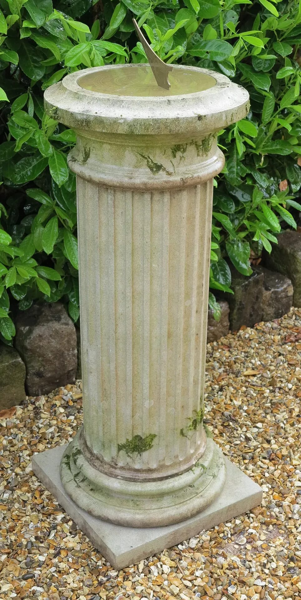 Garden Doric Cast Portland Stone Sundial With Brass Dial - 8667