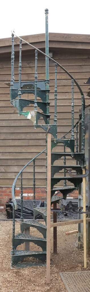 Green Reclaimed Cast Iron Spiral Staircase - 8260