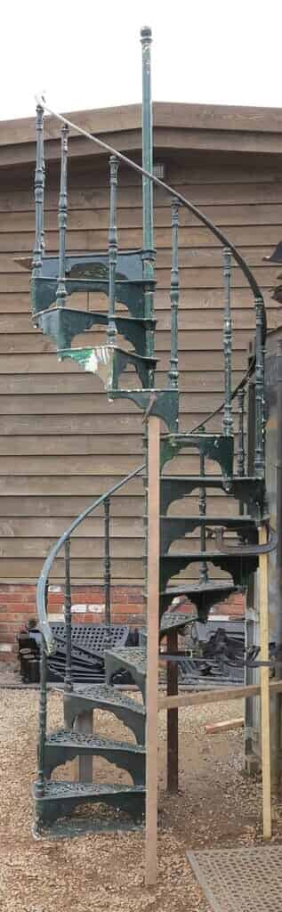 Green Salvaged Cast Iron Spiral Staircase