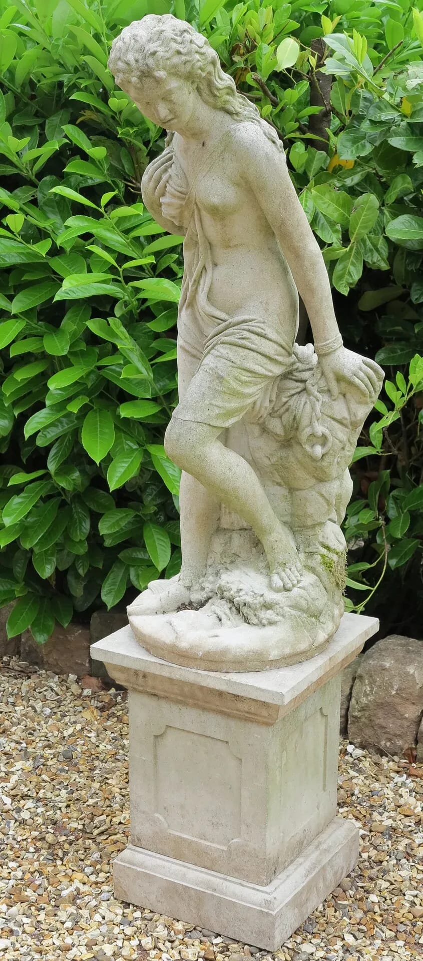 Garden Cast Stone Andromeda Statue On Plinth - 8660