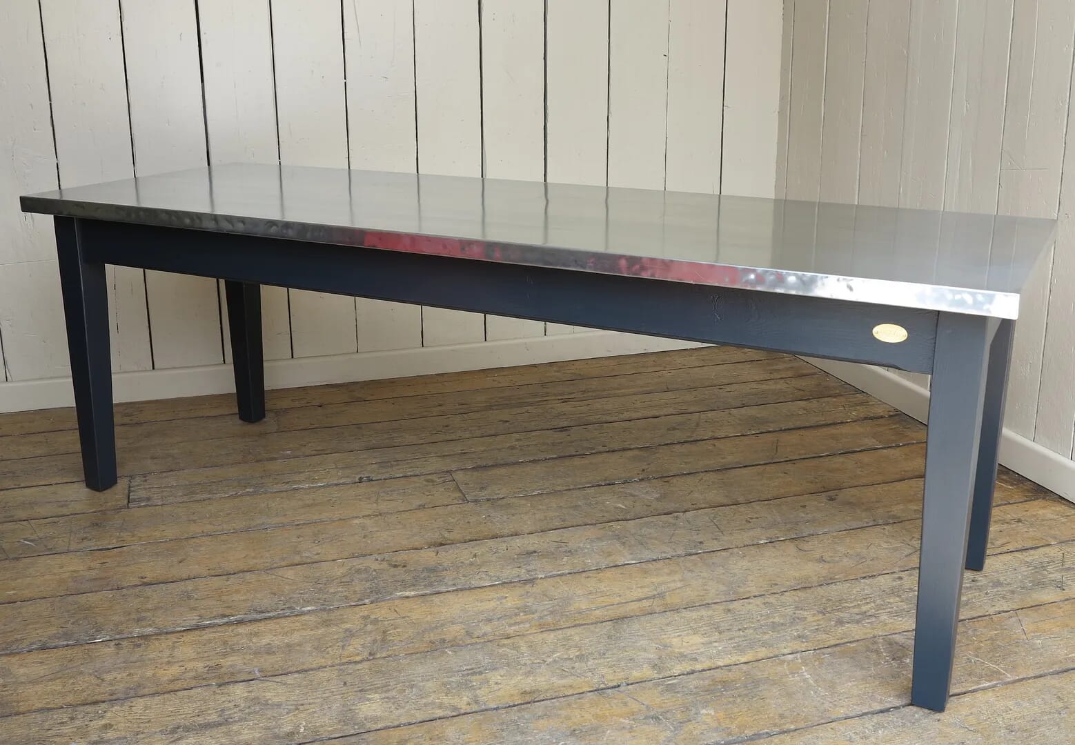 Bespoke Natural Zinc Kitchen Table With Square Corners - D1238