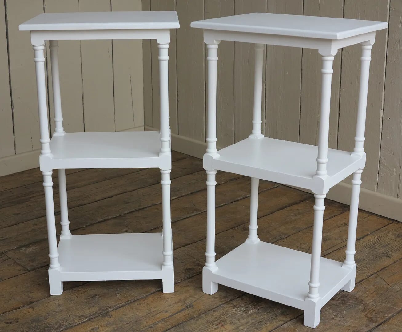 Reclaimed Pine Painted Bedside Tables with Shelves - D1241