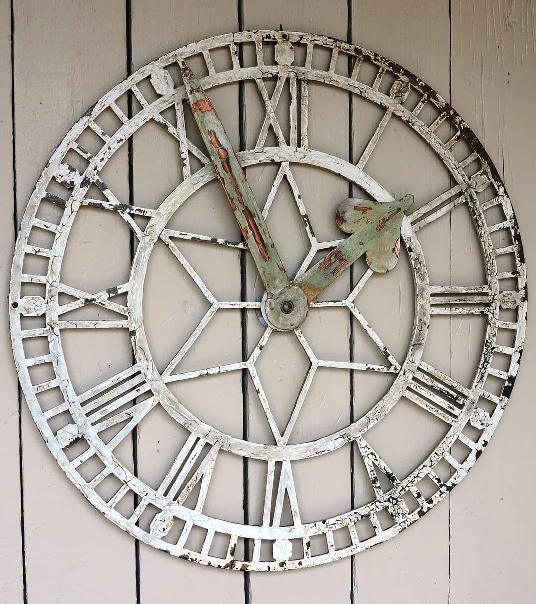 Antique Cast Iron Wall Mounted Clock Face & Copper Hands - 8243