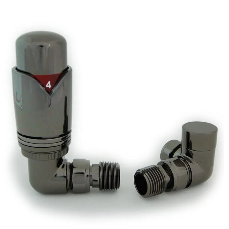 Realm Black Nickel Corner Cast Iron Radiator Valves - Realmcbn