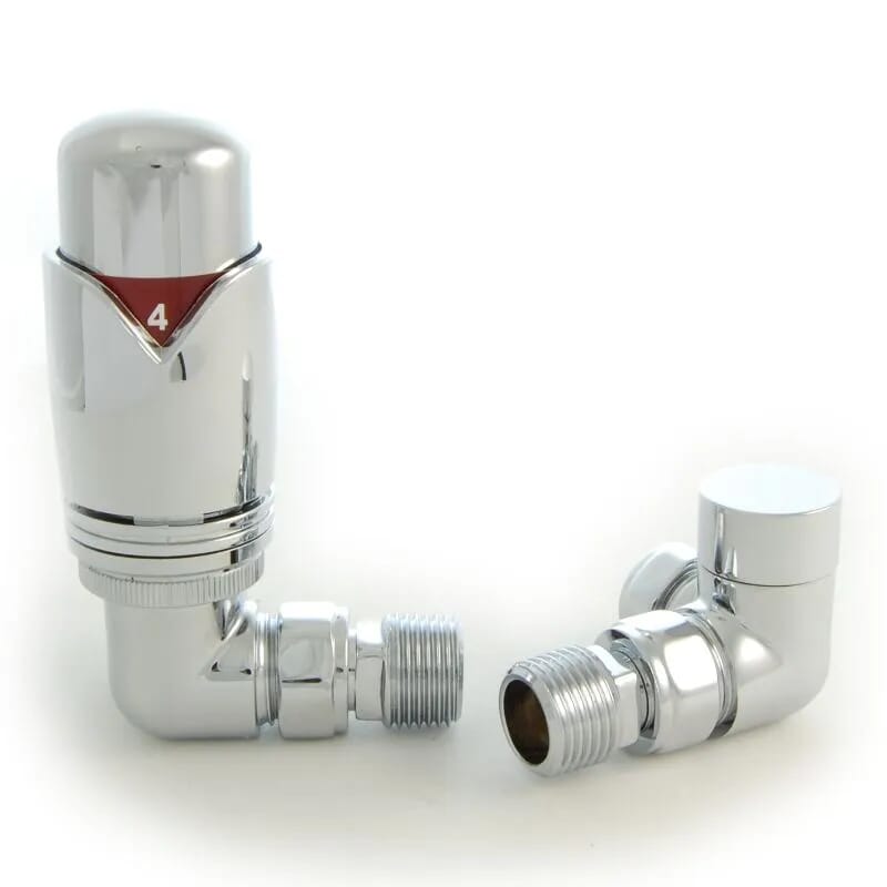 Realm Chrome Corner Cast Iron Radiator Valves - Realmcc