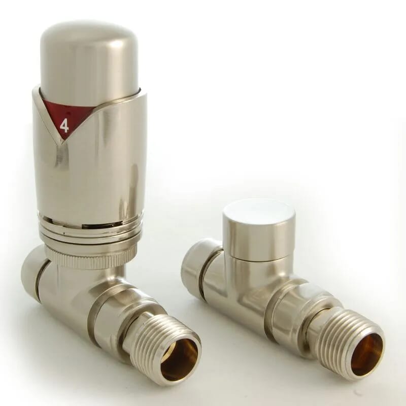 Realm Satin Nickel Straight Cast Iron Radiator Valves - Realmssn