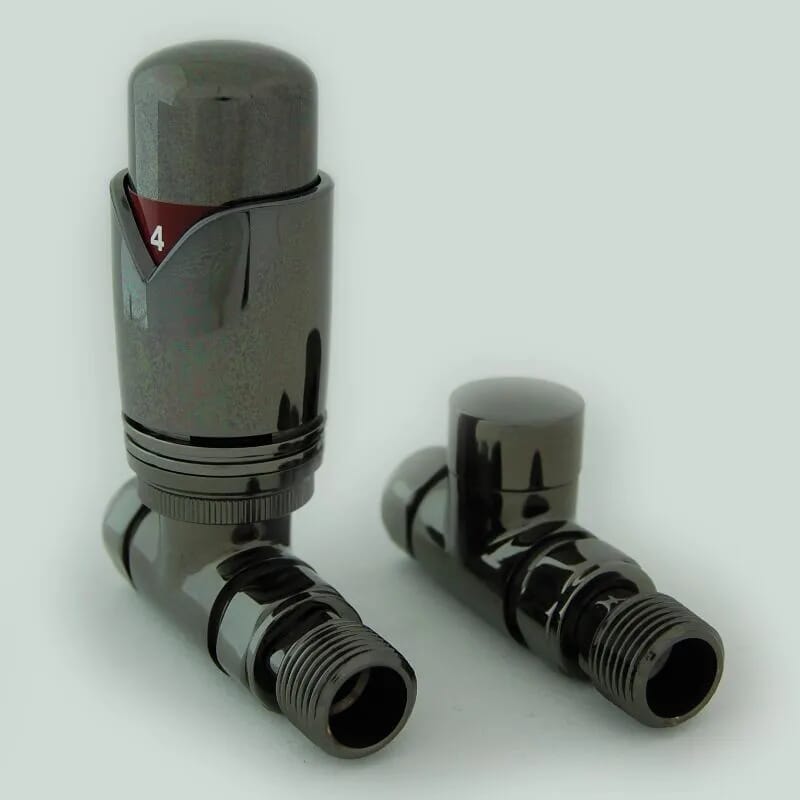 Realm Black Nickel Straight Cast Iron Radiator Valves - Realmsbn