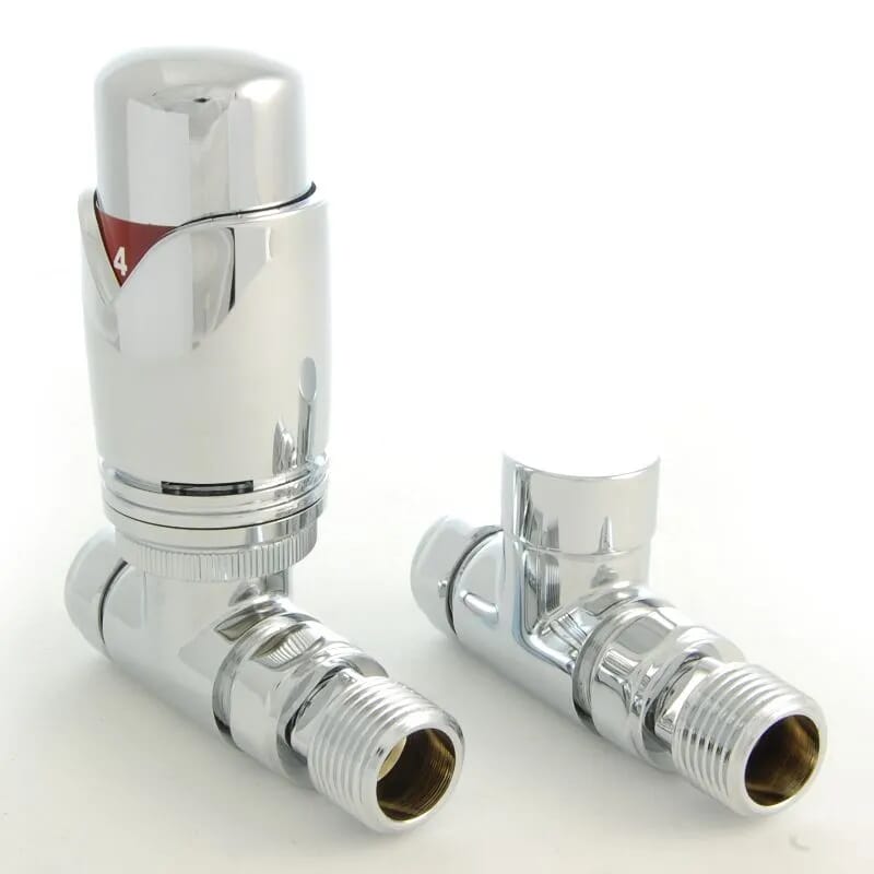 Realm Chrome Straight Cast Iron Radiator Valves - Realmsc