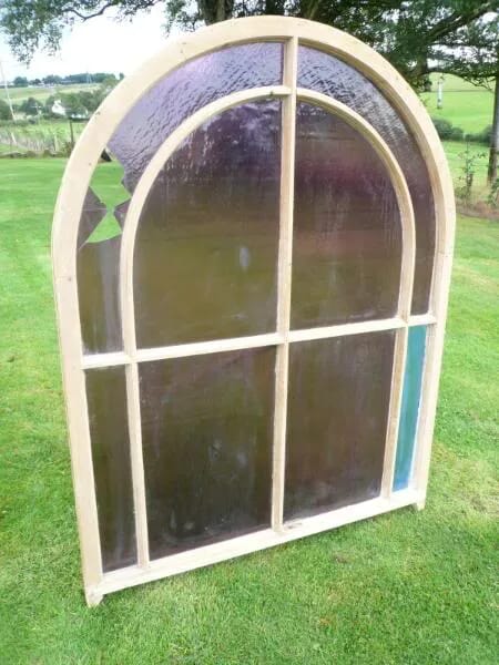 Set of 10 Reclaimed Arched Top Window Frames - 3574