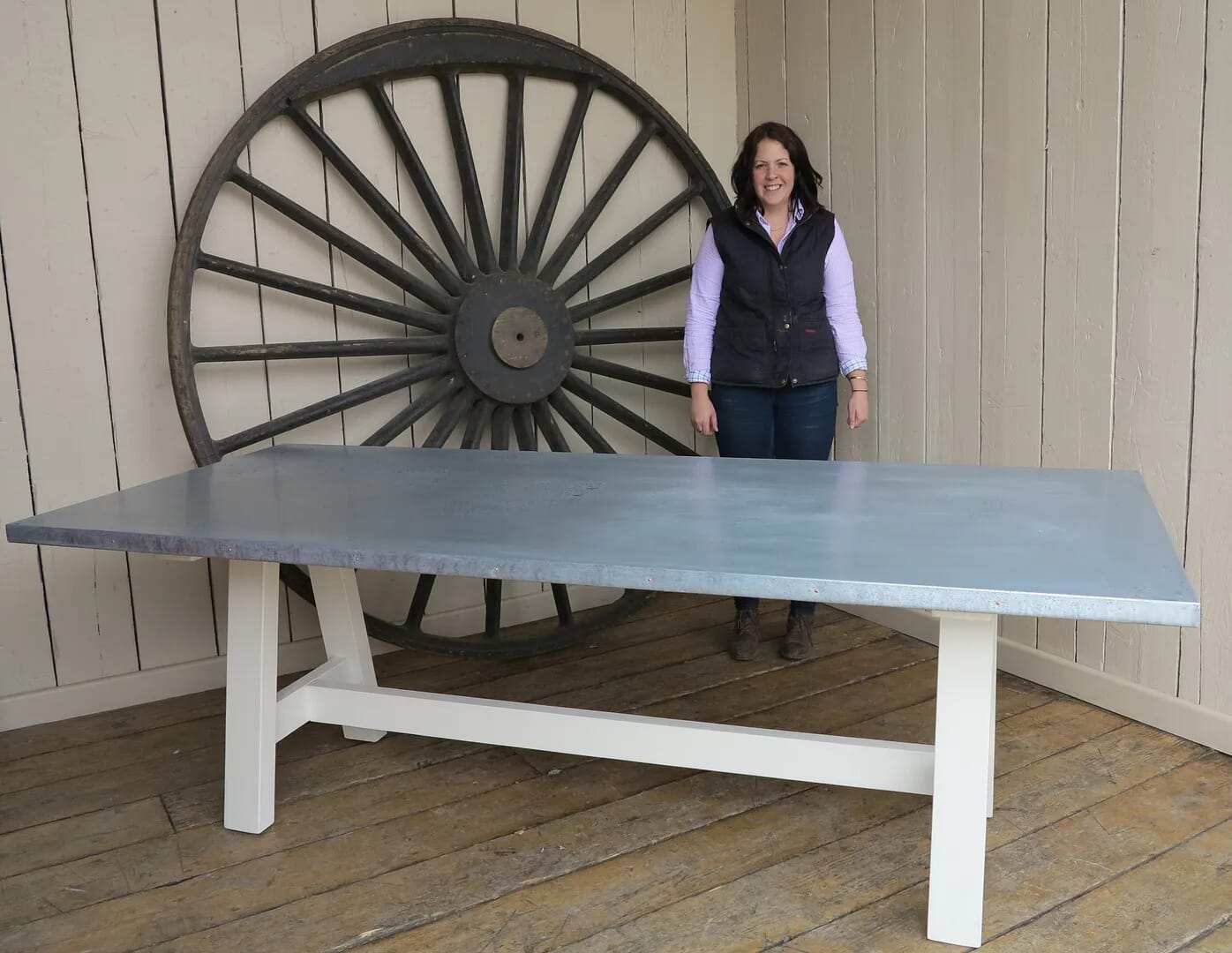 Bespoke Distressed Zinc Top Kitchen Or Dining Table - D1243