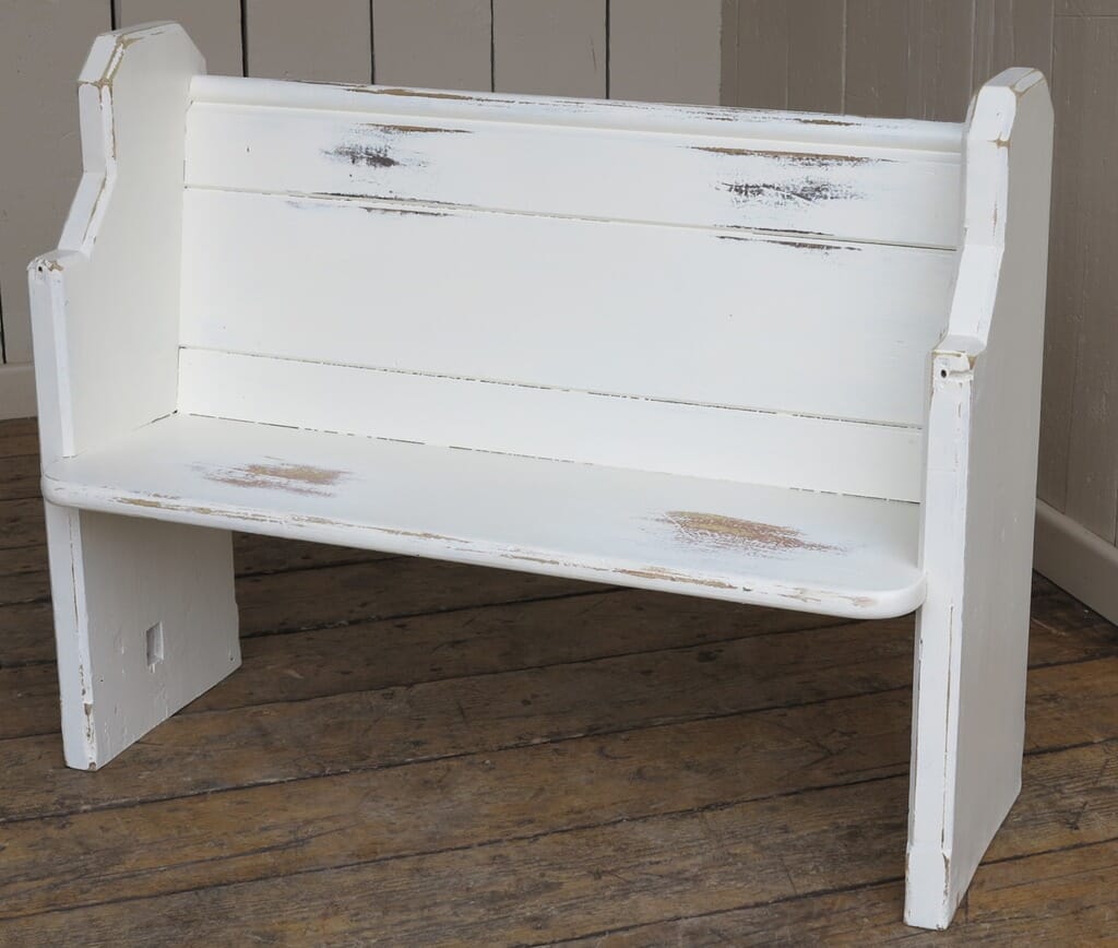 Painted Antique Reclaimed Pitch Pine Church/Chapel Pew - 8273