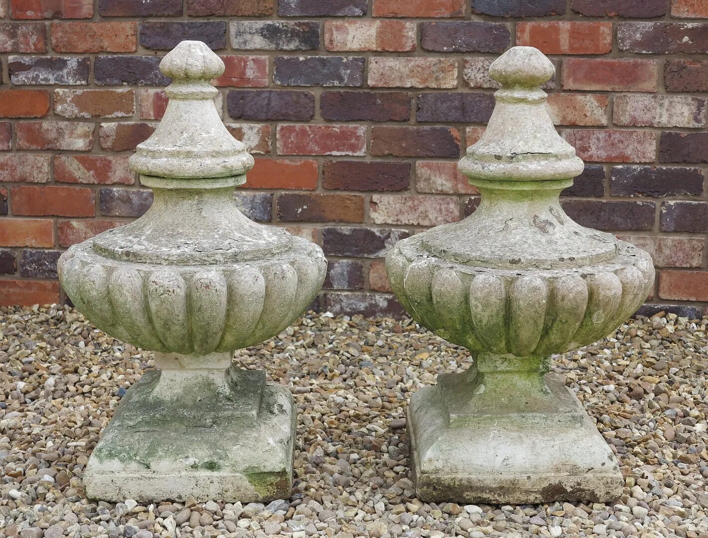 Pair of Original Terracotta Ball Finials for Entranceway - 6685
