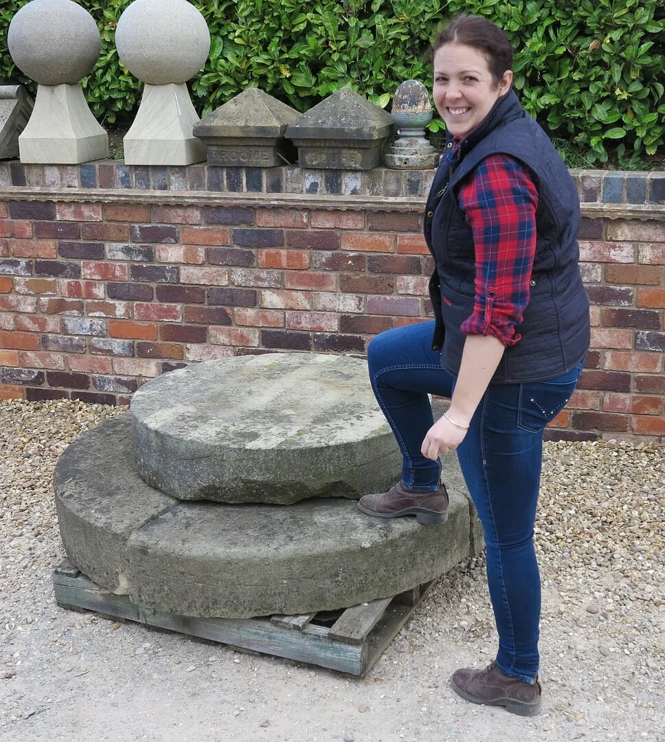 Hand Carved Solid Stone Round 2 Tier Plinth / Pedestal - 8277