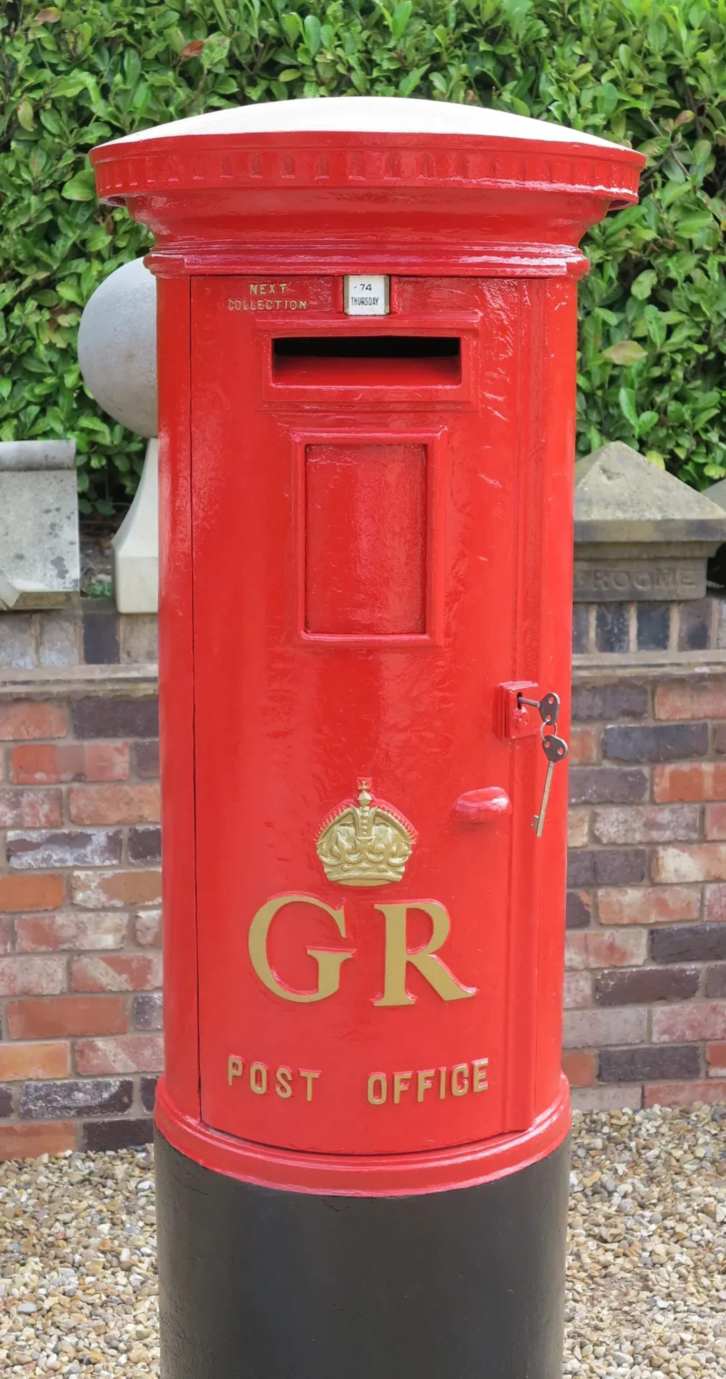 Original Red Royal Mail Gr 5th Cast Iron Pillar Box