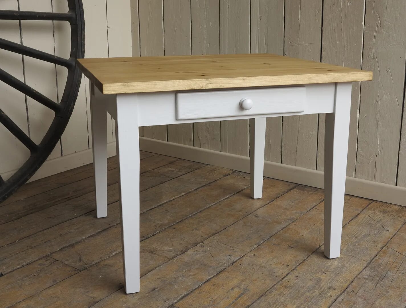 Plank Top Kitchen Farmhouse Style Table With Drawer - D1270