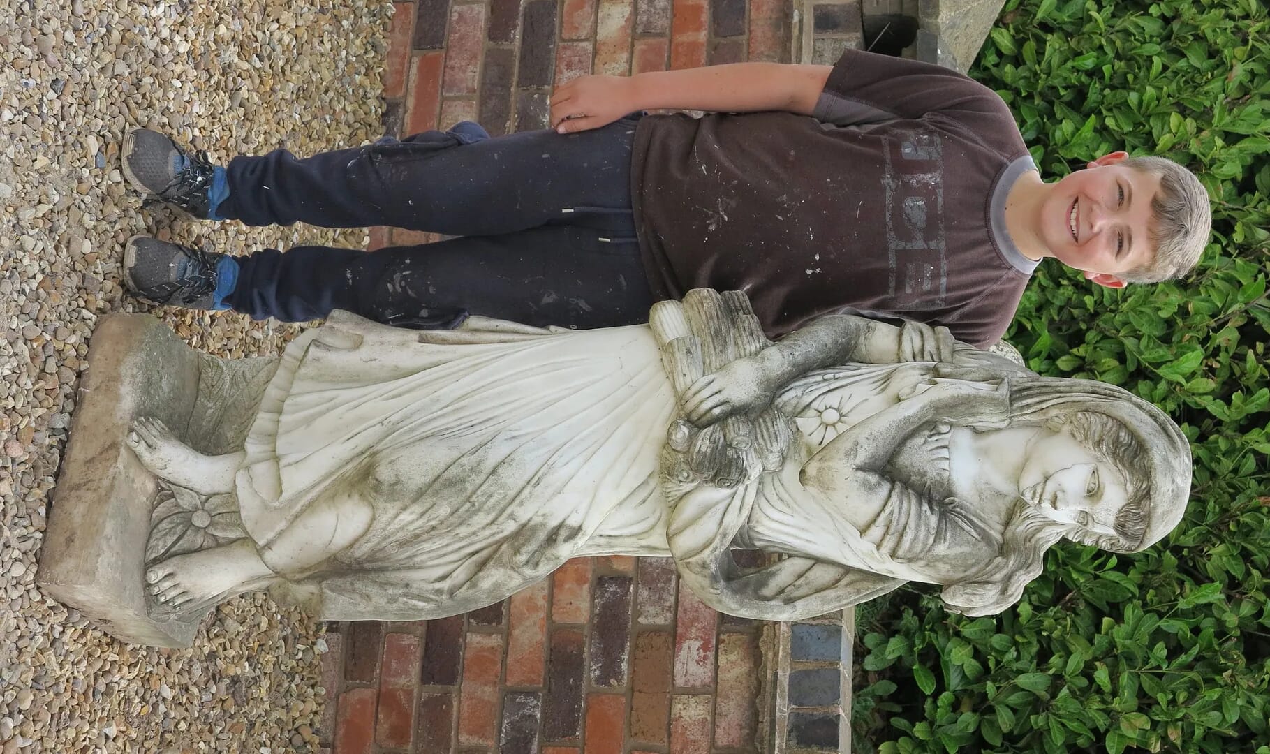  Hand Carved Solid Marble Garden Statue of Winter - 6590