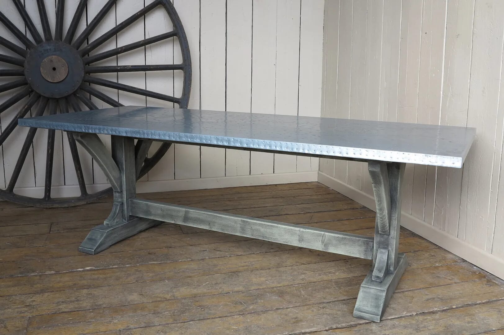 Gothic Style Zinc Dining Table With Nail Detailing - D1279