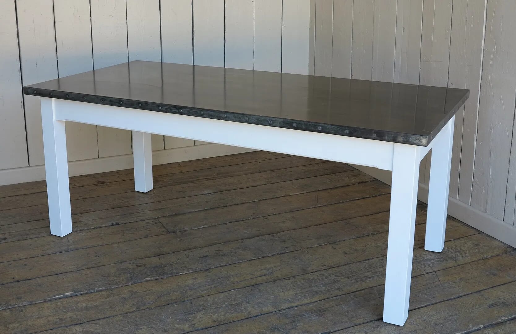 Bespoke Antiqued Zinc Table With Nail Detailing - D1276