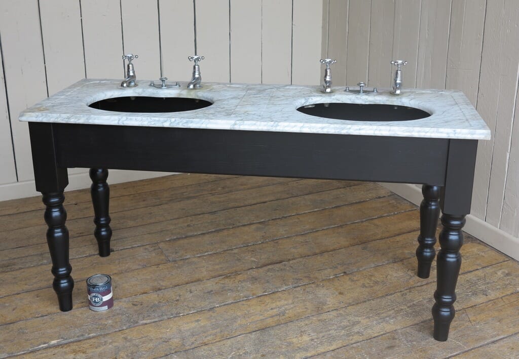 Reclaimed Wooden Base for Marble Double Sink Unit - D1285