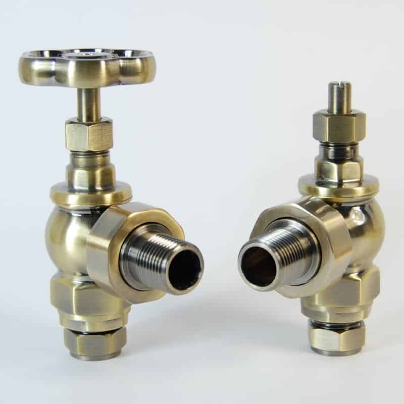 Rosa Radiator Valves in an Antique Brass Finish