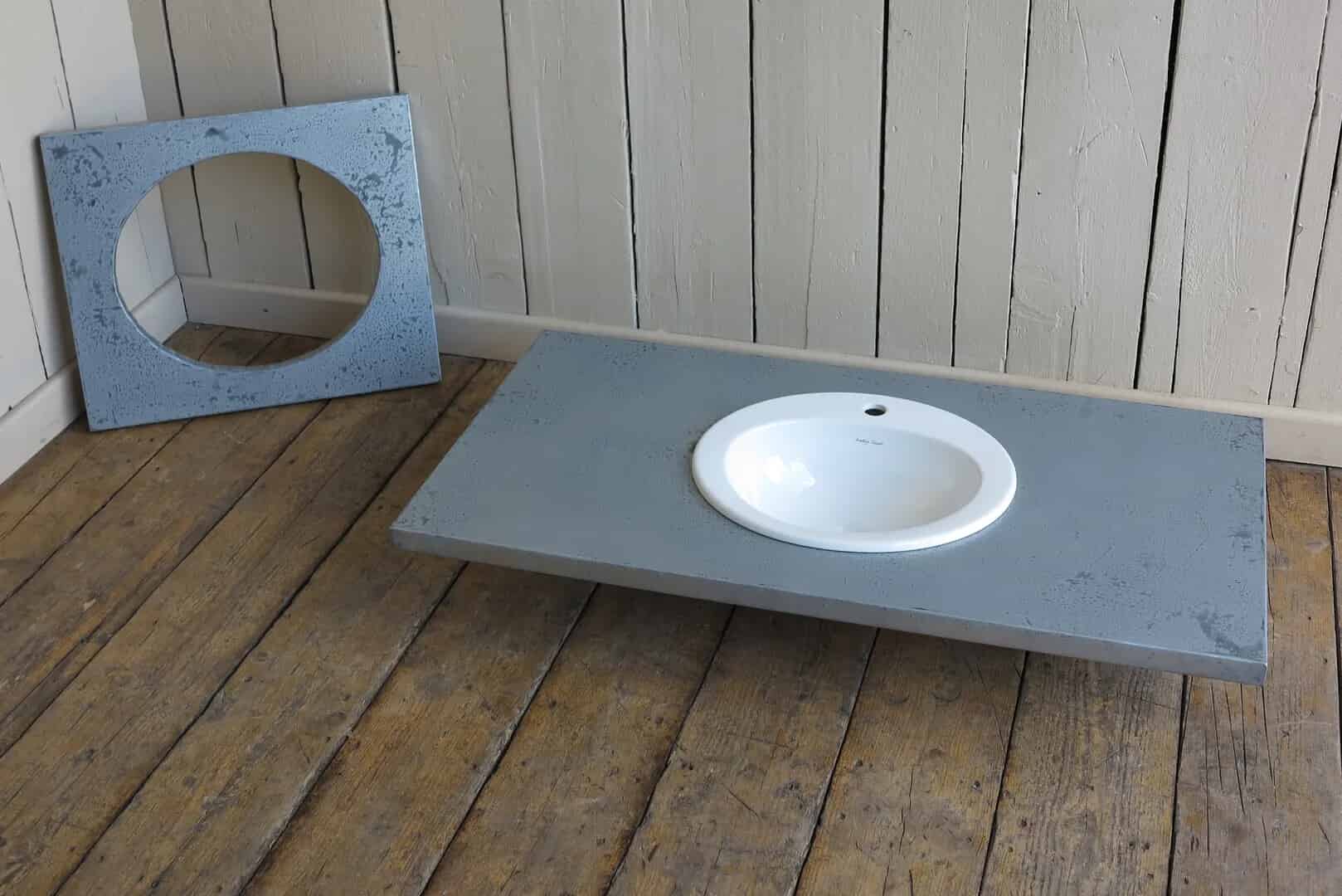 Distressed Antiqued Zinc Vanity Bathroom Worktop Units