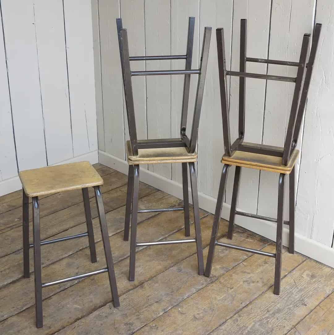Steel Tubular Stacking Stools with Plywood Tops