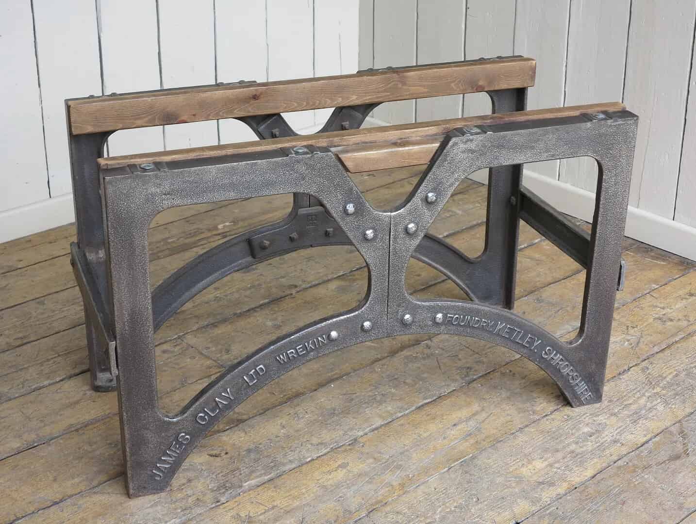 Antique Cast Iron Hand Polished Table Bases