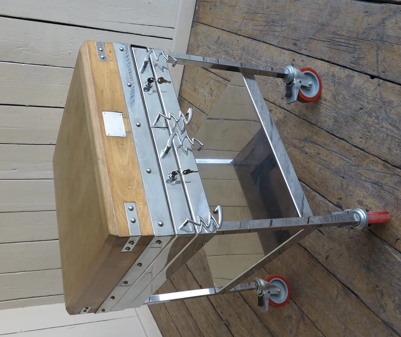 Butchers Block Top on a Stainless Steel Base with Drawers - 8317