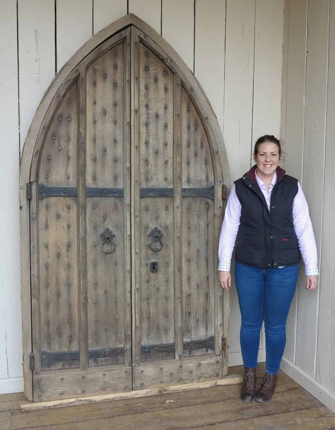 Antique Oak Church Doors with Working Lock & Key