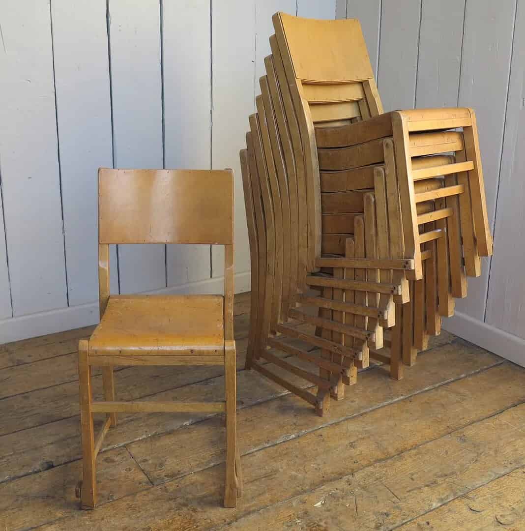 Reclaimed Wooden Stacking Church Chairs