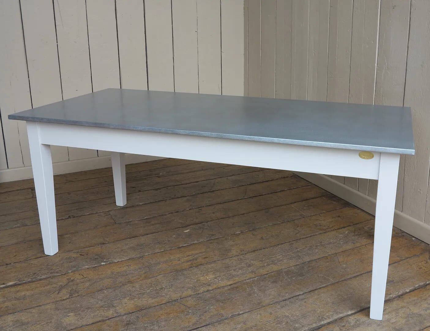 Bespoke Matt Zinc Kitchen Table With Painted Base  - D1307