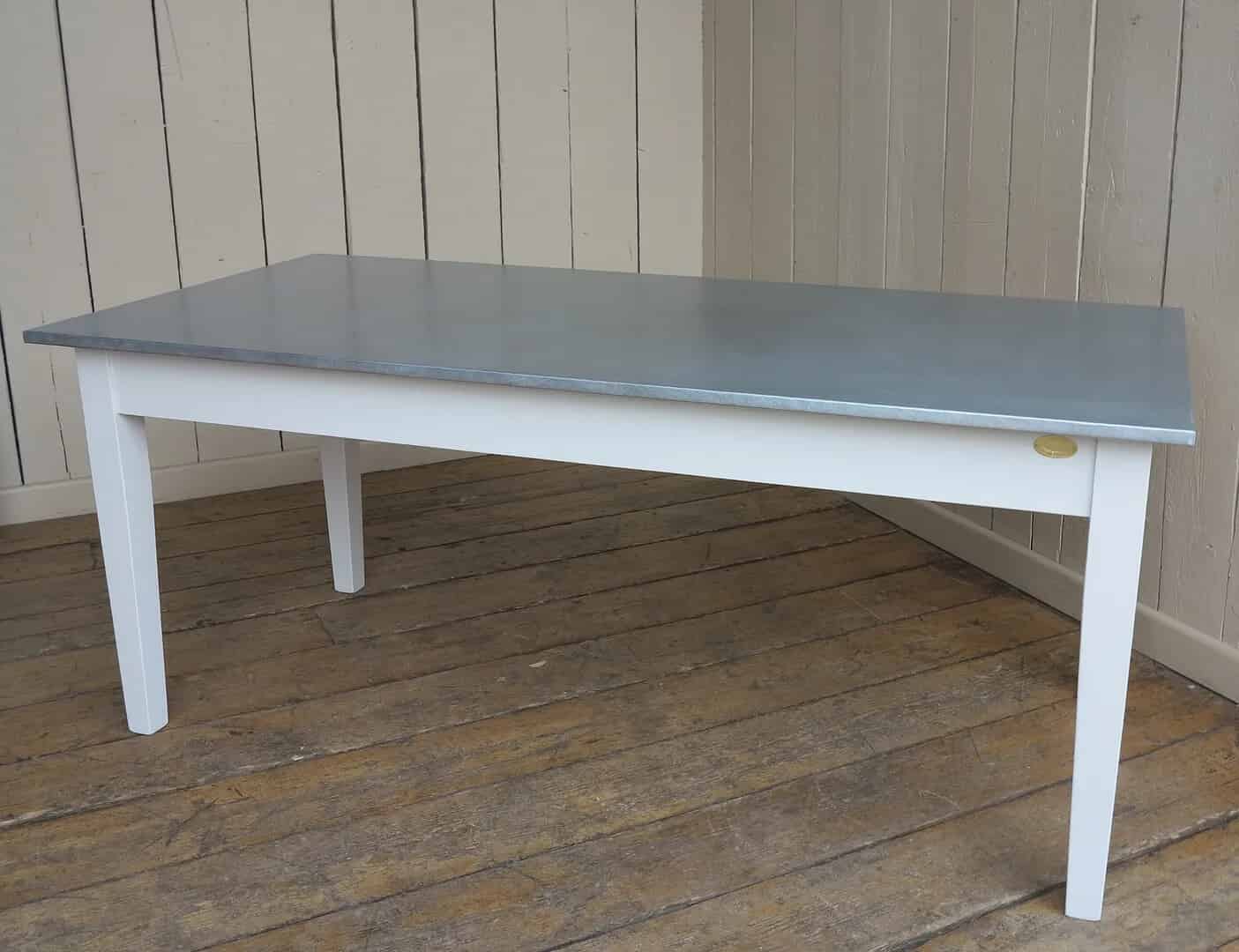 Bespoke Matt Zinc Kitchen Table With Painted Base