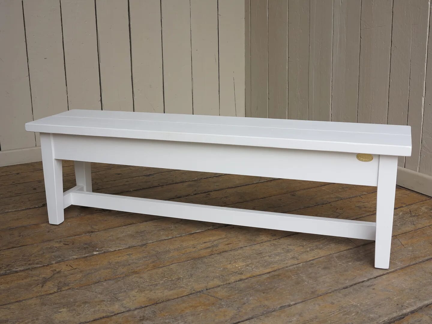 Handmade Painted Reclaimed Pine Plank Top Bench - D1309